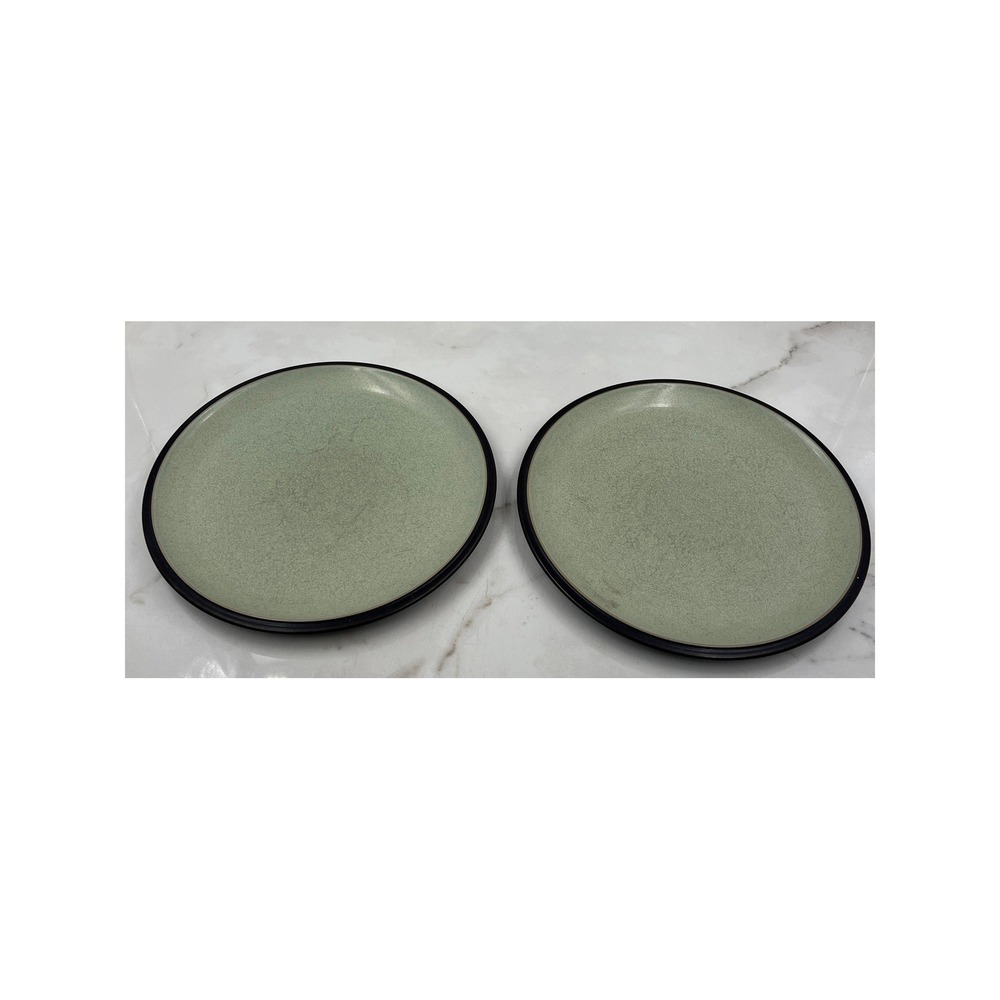 Denby Energy Celadon Green Charcoal Gray Dinner Plates Set of 2 Made in England